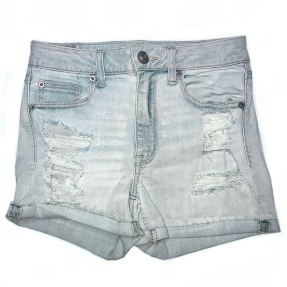 American Eagle Next Level Stretch High Rise Distressed Denim Shortie Size 6